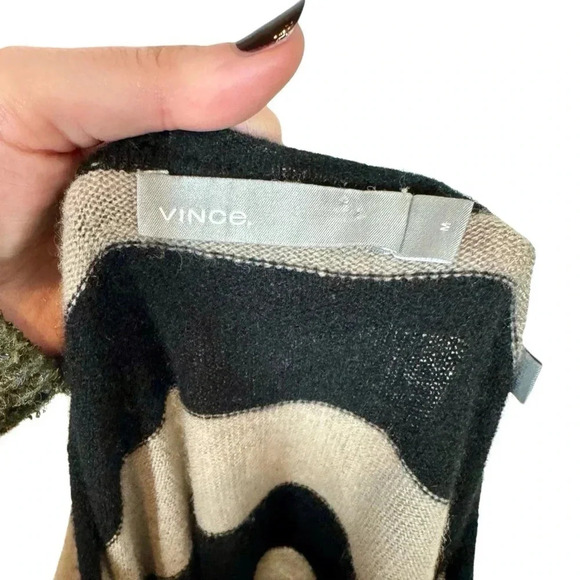 Vince Wide Stripe 100% Cashmere Drop Shoulder Oversized Pullover Sweater - Picture 9 of 11